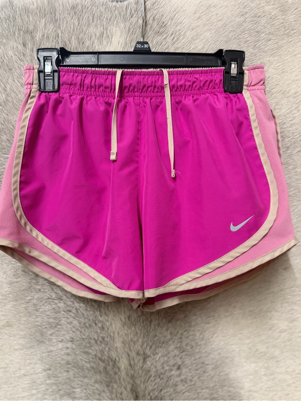 Nike Women's Hot Pink Athletic Running Shorts with Cream Trim size small